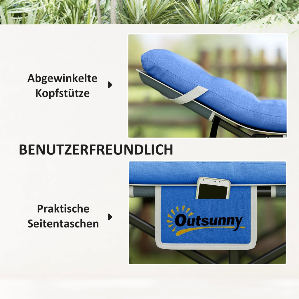 Letto da campeggio pieghevole con materasso ¨C zephmum ¨C blu scuro 185x68x37 cm