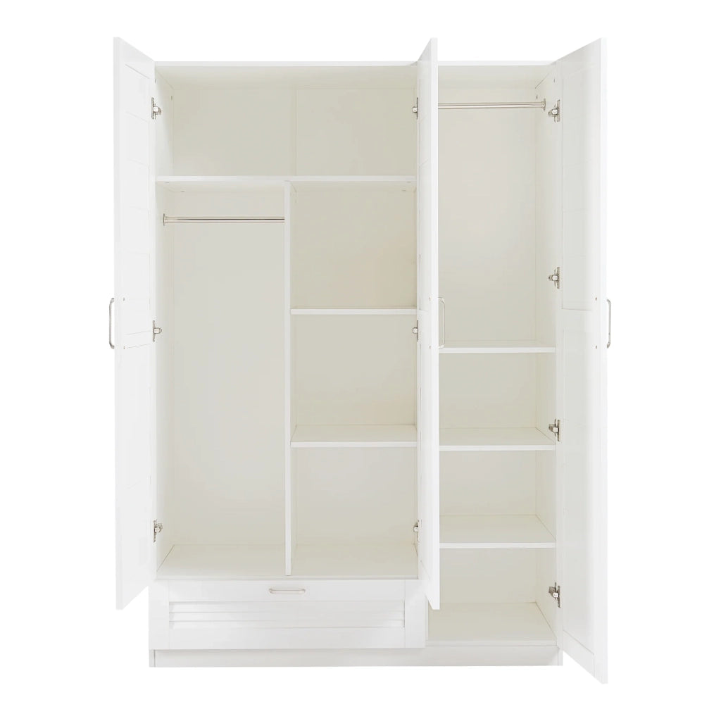 Mobiletto portaoggetti per camera da letto con ripiani e 1 cassetto in MDF 176 x 120 x 52 cm bianco 03_0008871
