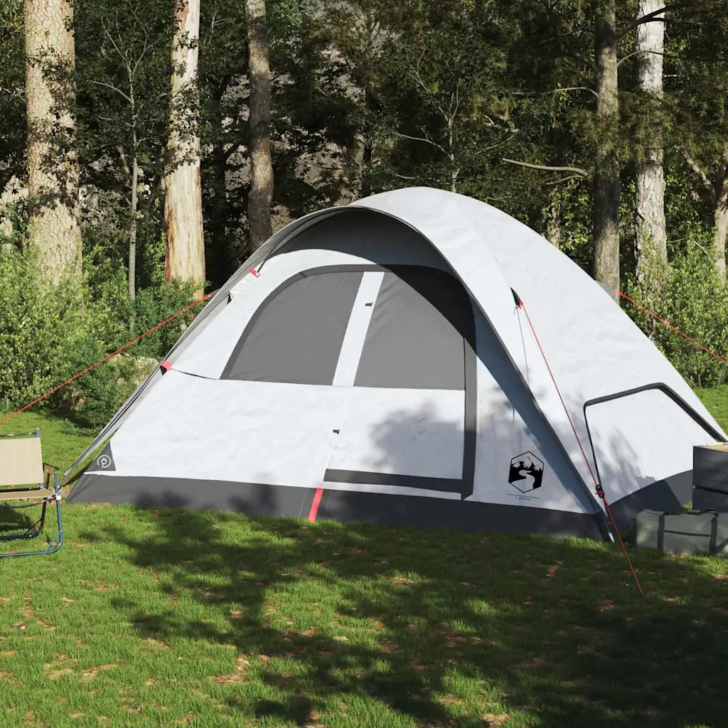 Tenda Familiare a Cupola 6 Persone Bianca Tessuto Impermeabile 94558