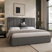 Letto matrimoniale 180x200cm con contenitore, porta bicchieri nascosto e USB/Type-C