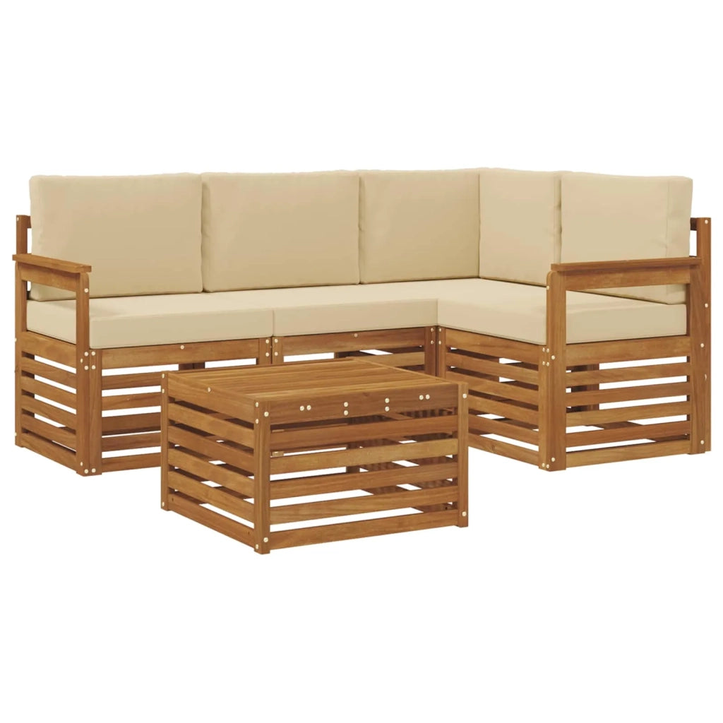 Set di divani da esterno con cuscino 5 pcs Naturale e Beige