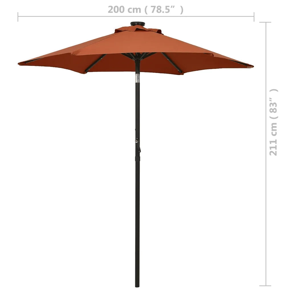 Ombrellone con Luci LED Terracotta 200x211 cm in Alluminio 313562