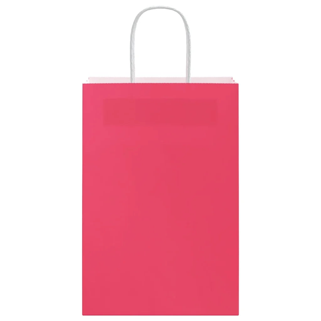 vidaXL Sacchetti di Carta 250 pz con Manici Rosa 21x11x31 cm
