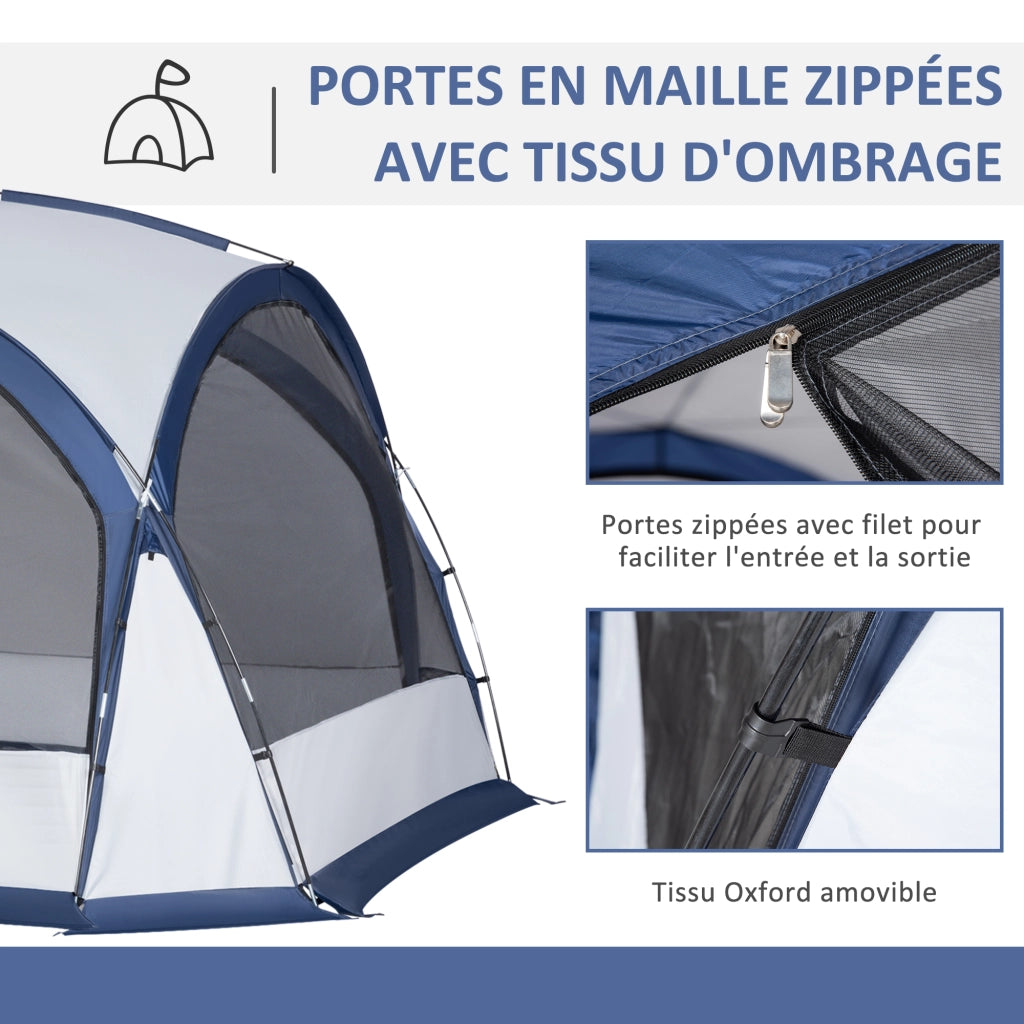 Tenda da campeggio a cupola 6-8 persone ¨C zephmum ¨C 4 porte in rete, tessuto Oxford, 350x350x230 cm, bianco e blu