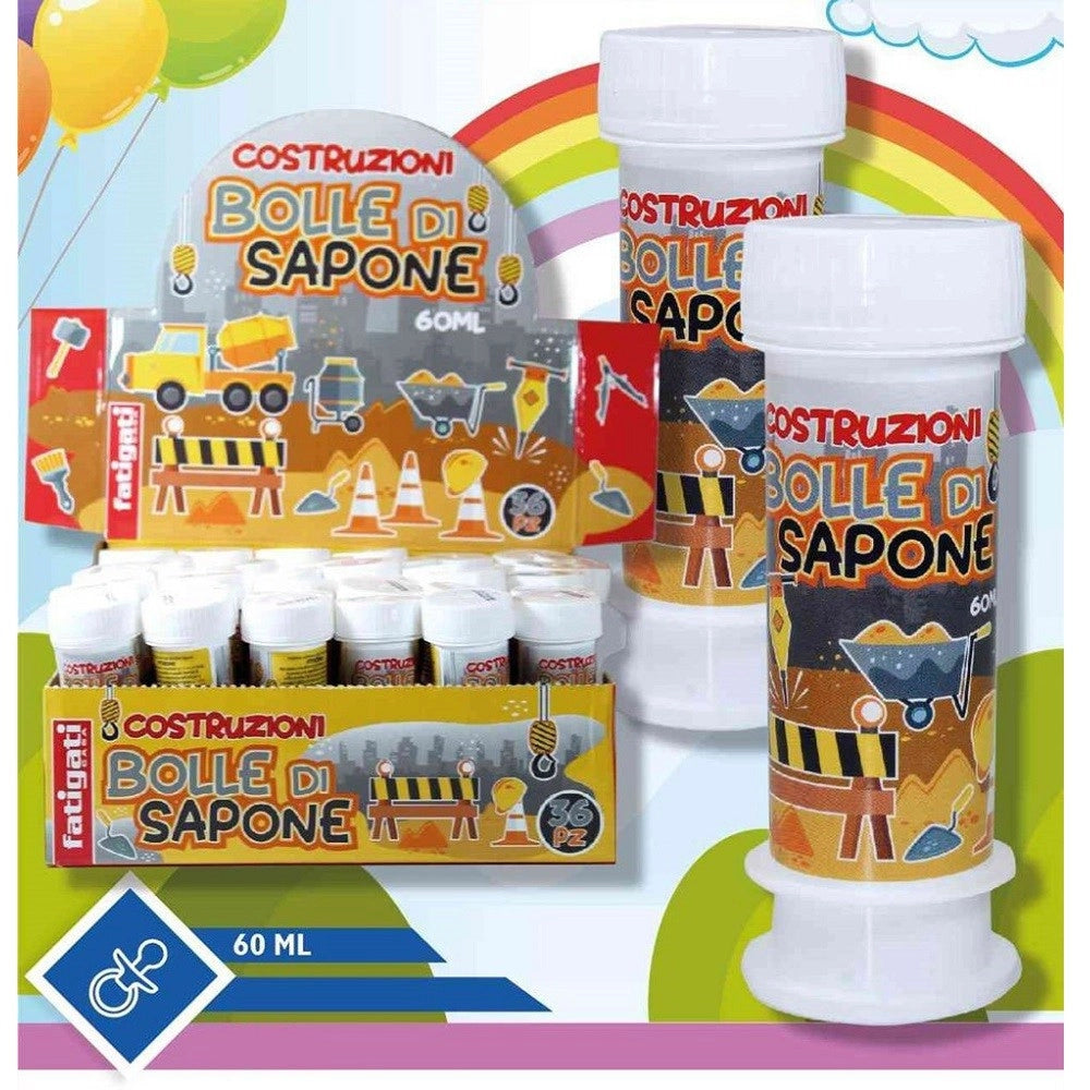 Trade Shop - Bolle Di Sapone Costruzioni 36pz Flaconi Da 60ml Per Festa Bambini Giochi 442096 -