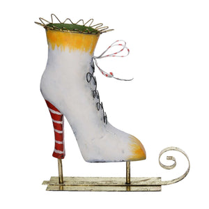 Pattini metallo giallo e bianco cm 27,3x10,8xh33