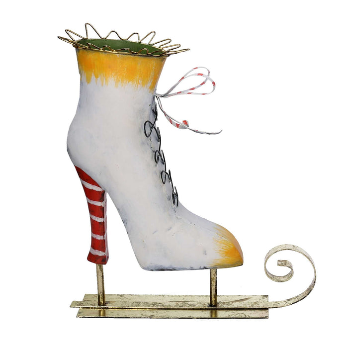 Pattini metallo giallo e bianco cm 27,3x10,8xh33