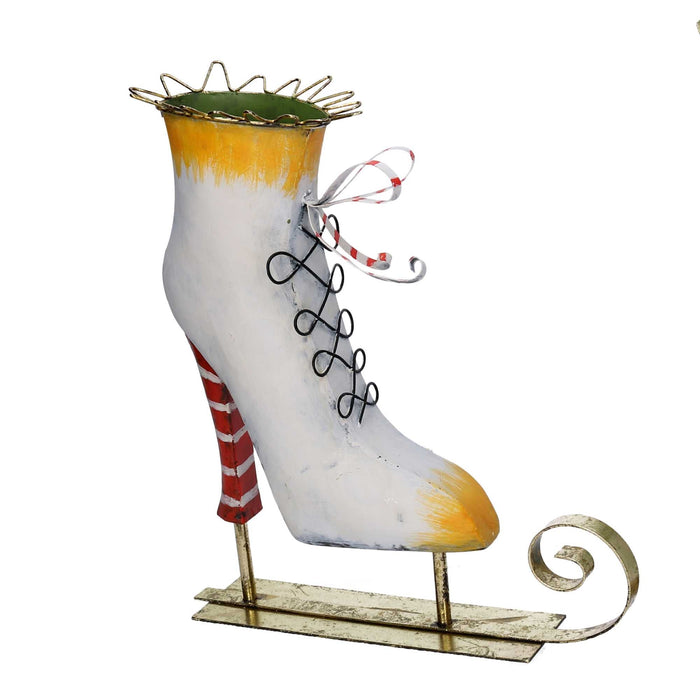 Pattini metallo giallo e bianco cm 27,3x10,8xh33