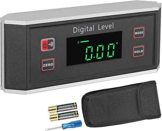Hellingmetro Digitale con Base Magnetica a V con Scatola di Livello Acquaparata per Misurazioni di Angolo Precise