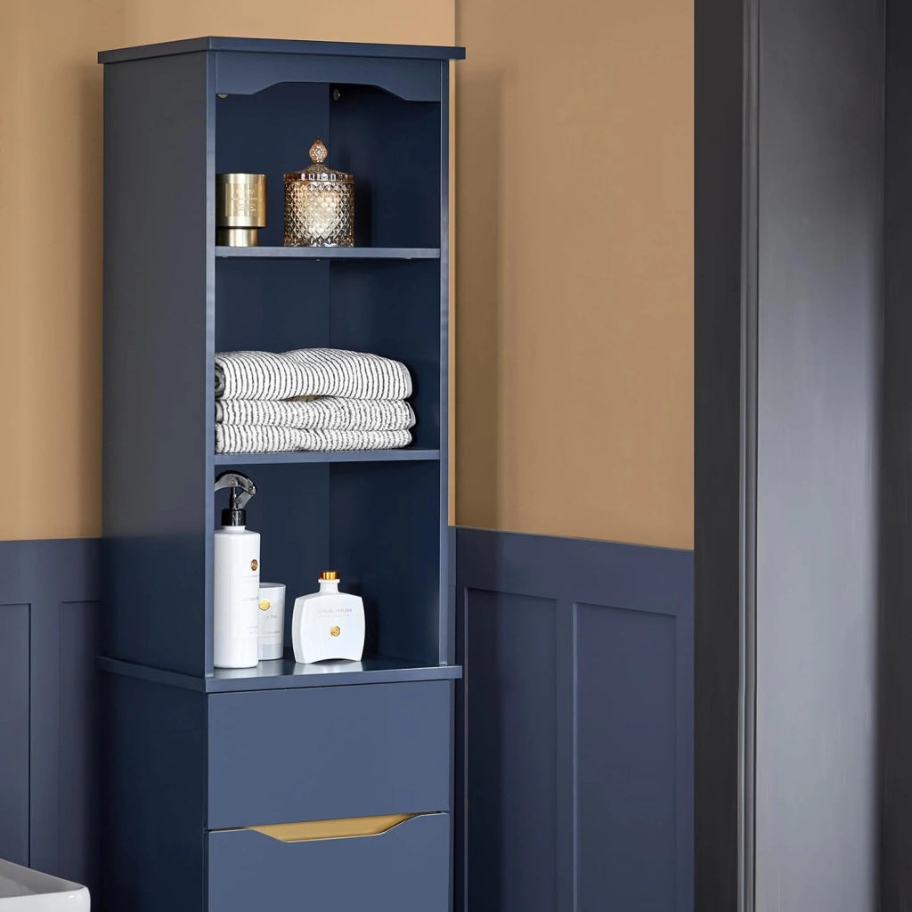 Mobile alto da bagno Mobile colonna bagno salvaspazio Armadio da terra Colore blu 35x30x170 cm BZR112-B