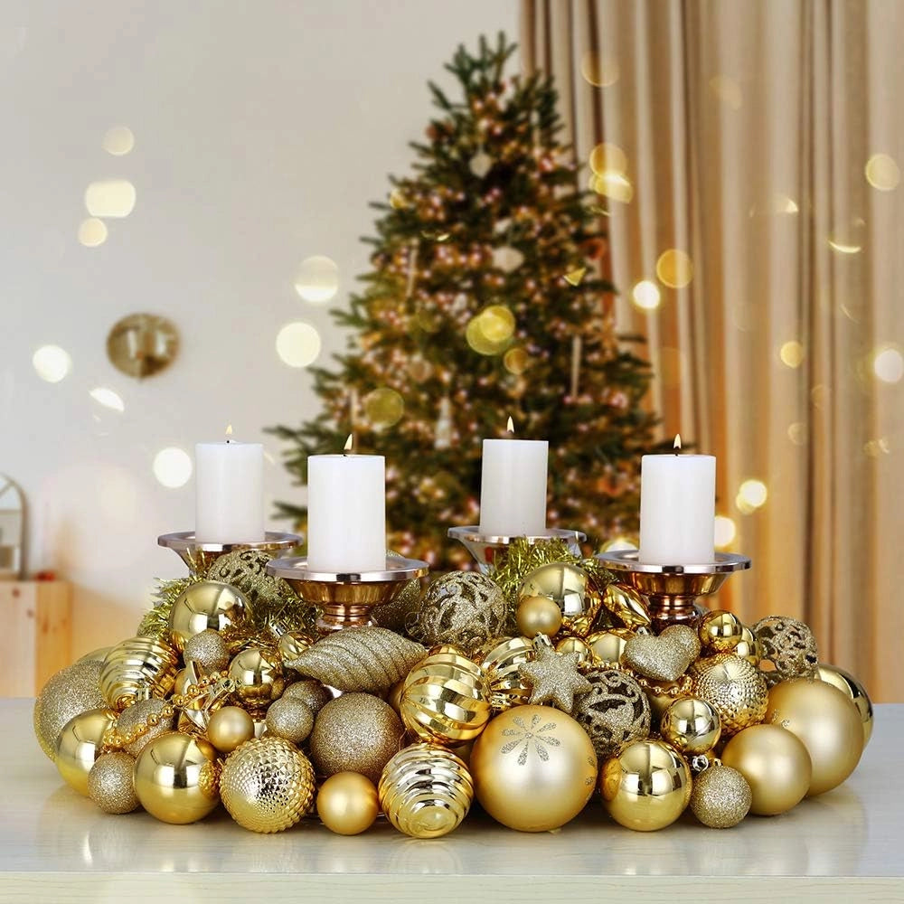 Deuba® Set Completo Palline Albero di Natale 102pz Ø 3-6cm Decorazioni Feste Natalizie Addobbi FESTIVITÀ Puntale Catena Perline