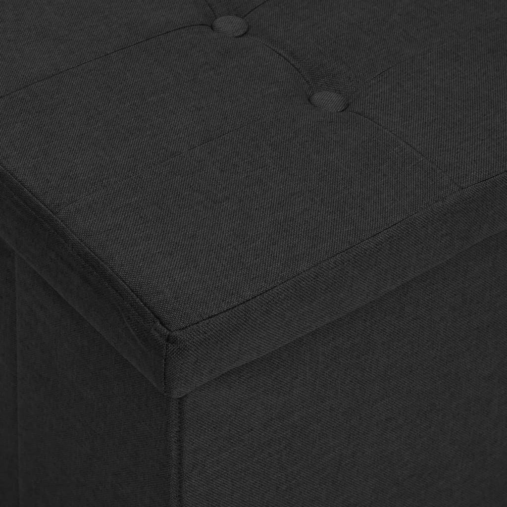 Panca portaoggetti pieghevole in finto lino nero 02_0010838