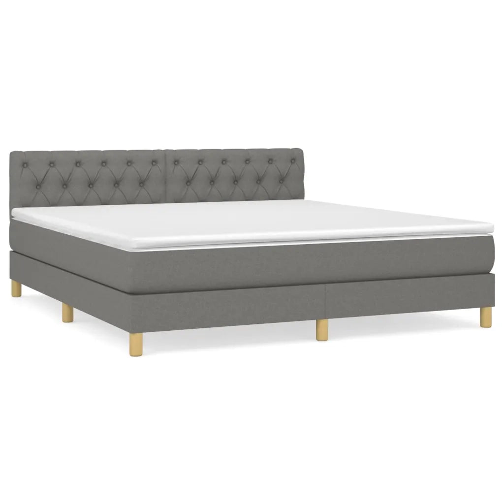 Giroletto a Molle con Materasso Grigio Scuro 160x200 cm Tessuto 3140866
