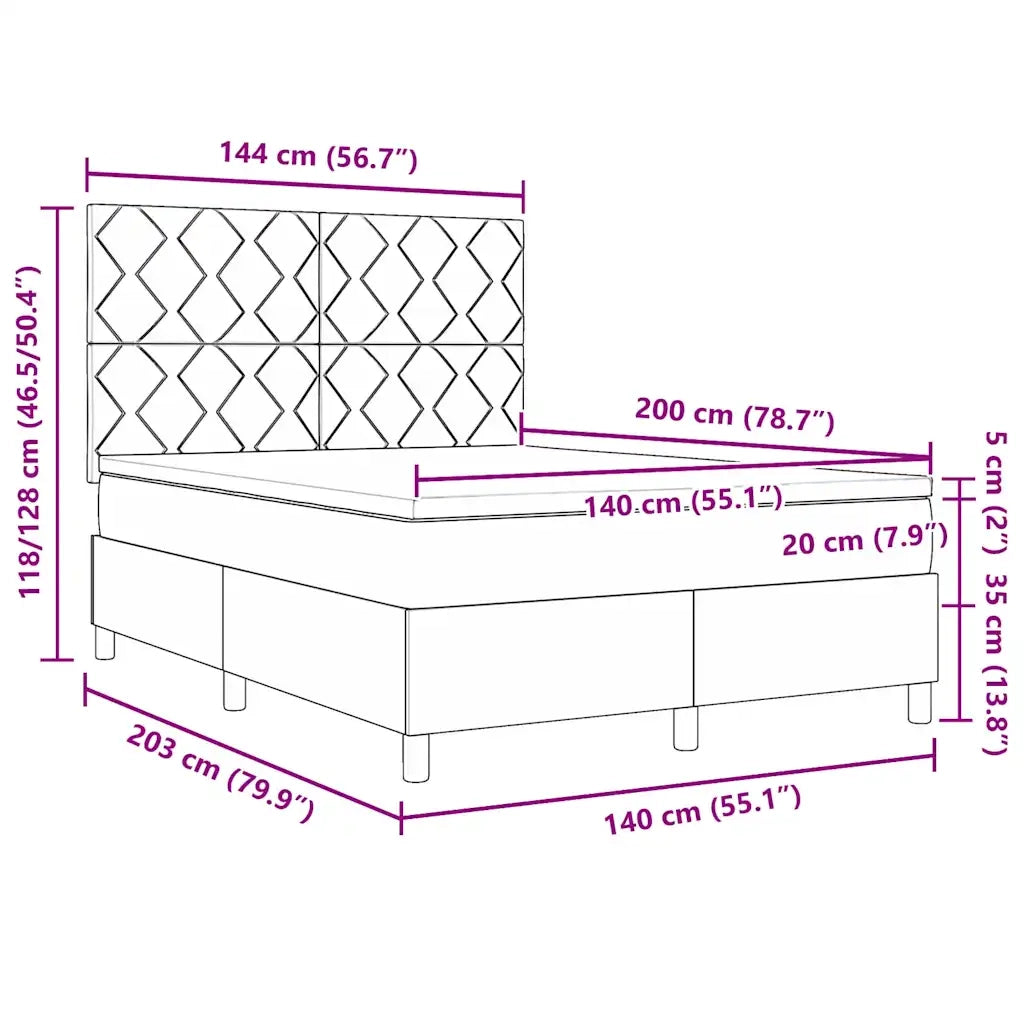 Letto a molle con testiera Rosa 140 x 200 cm Velluto 3339907