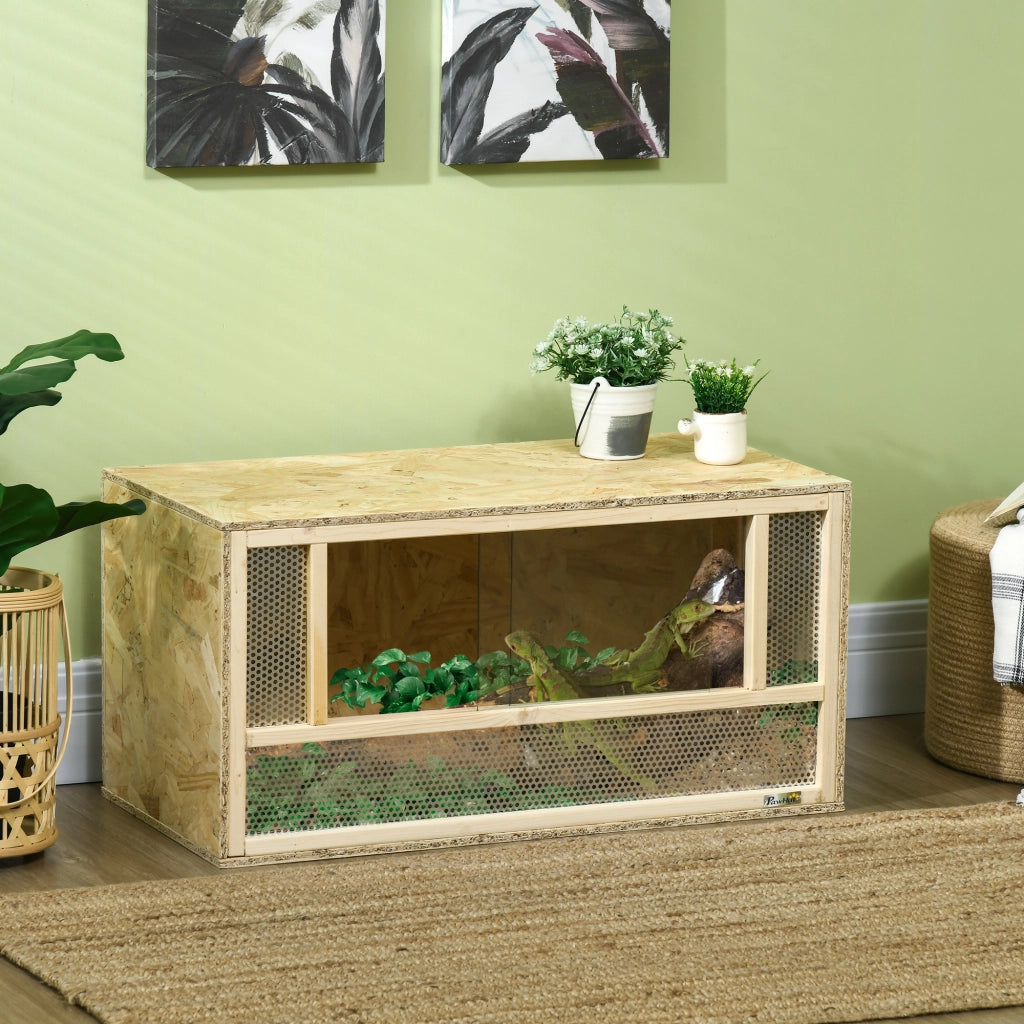 Terrario per Rettili Legno OSB ¨C Zephmum ¨C 80x40x40 Naturale