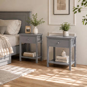 Bedside Tables 2 Pcs. Grey 40x29x42 Cm Paulownia Wood