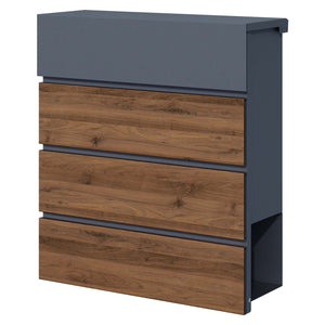 Toboli Cassetta postale con porta giornale, antracite e legno V63 montaggio a parete