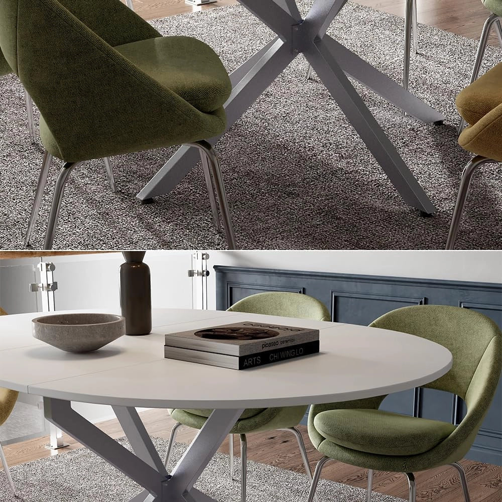 tavolo da pranzo allungabile Loyd, Bianco/Grigio, 120 x 76.5 cm Estensibile