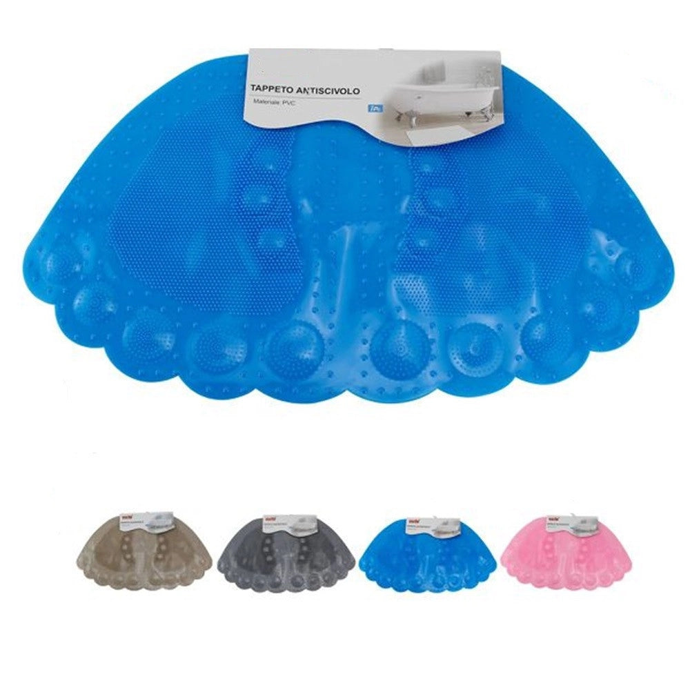 Trade Shop - Tappeto Tappetino Pvc Forma Piedi Antiscivolo Vasca Bagno Doccia 60x34 Cm 59631 -