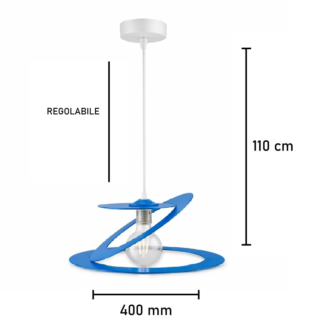 Lampadario Sospensione Metallo Taglio Laser 40 cm 1 luce  E27 Azzurro
