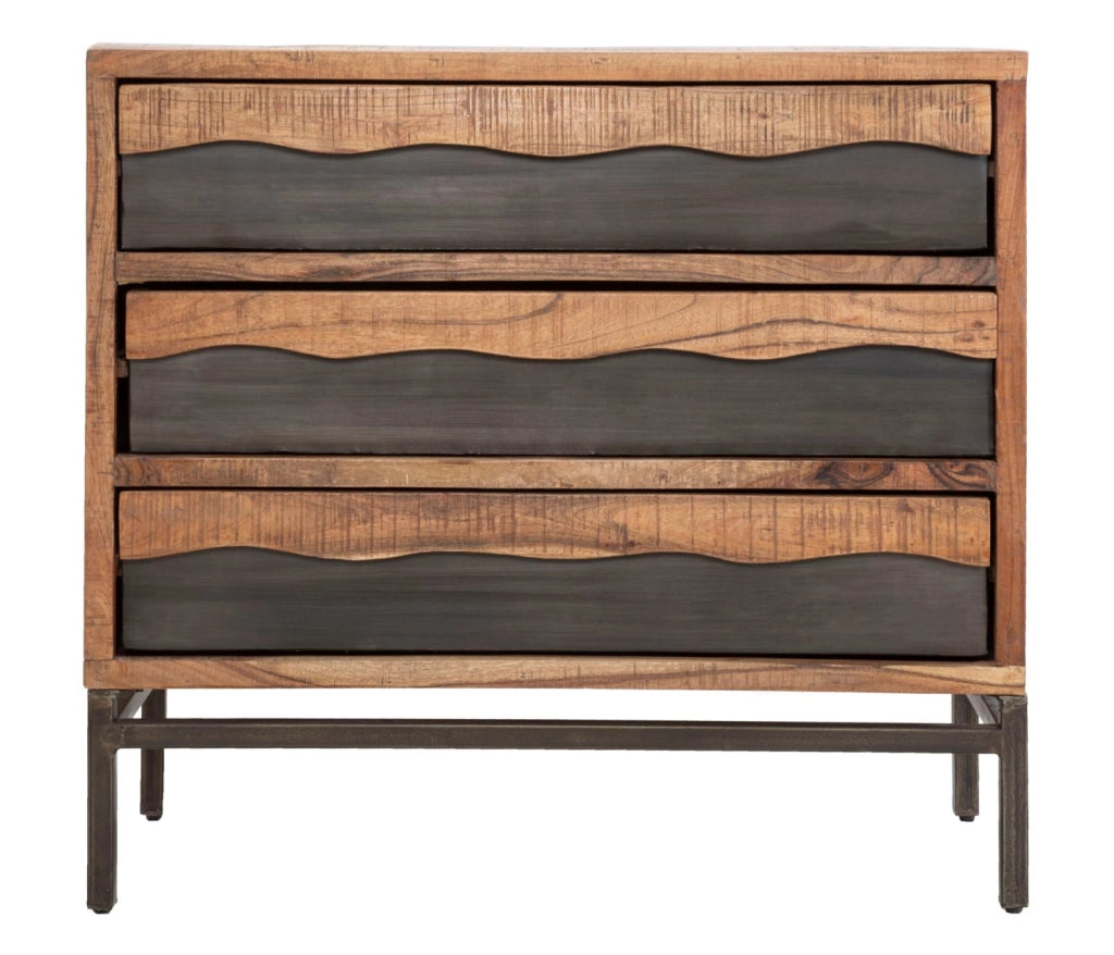 Comò Yellowstone 88x45x80 cm in Legno di Acacia e in Ferro Marrone e Nero