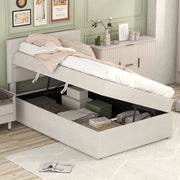 LETTO singolo contenitore 90x200 cm Beige in lino e MDF