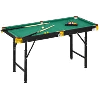 Tavolo da Biliardo ad Altezza Regolabile con Accessori, in MDF e Acciaio, 140x63x55-75 cm, Verde