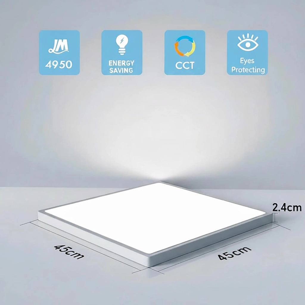 Plafoniera quadrata sottile design moderno LED 45W CCT IP40 lampada slim soffitto luce bagno cucina ufficio 45cm