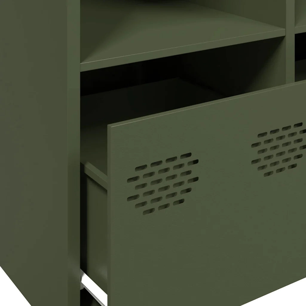 Credenza Verde Oliva 135x39x73,5 cm Acciaio Laminato a Freddo 3307165