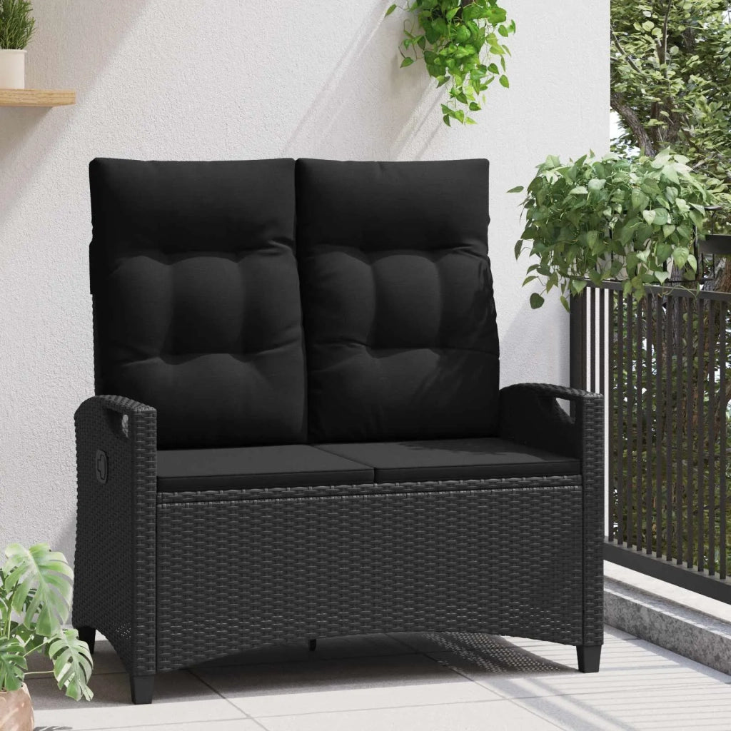 Panchina da giardino con cuscino Nero 105 x 60 x 112 cm 42026849