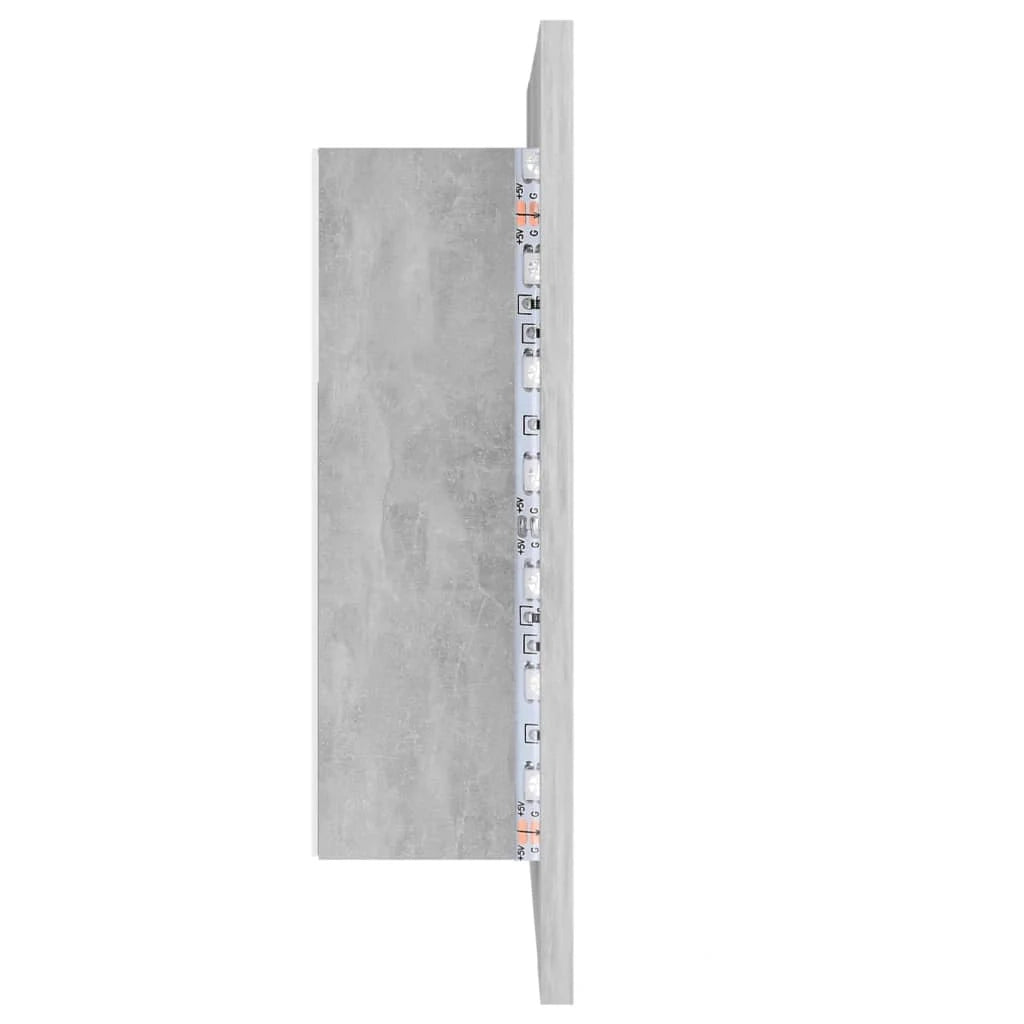Mobiletto da bagno con specchio LED 40 x 12 x 45 cm acrilico grigio 02_0006611
