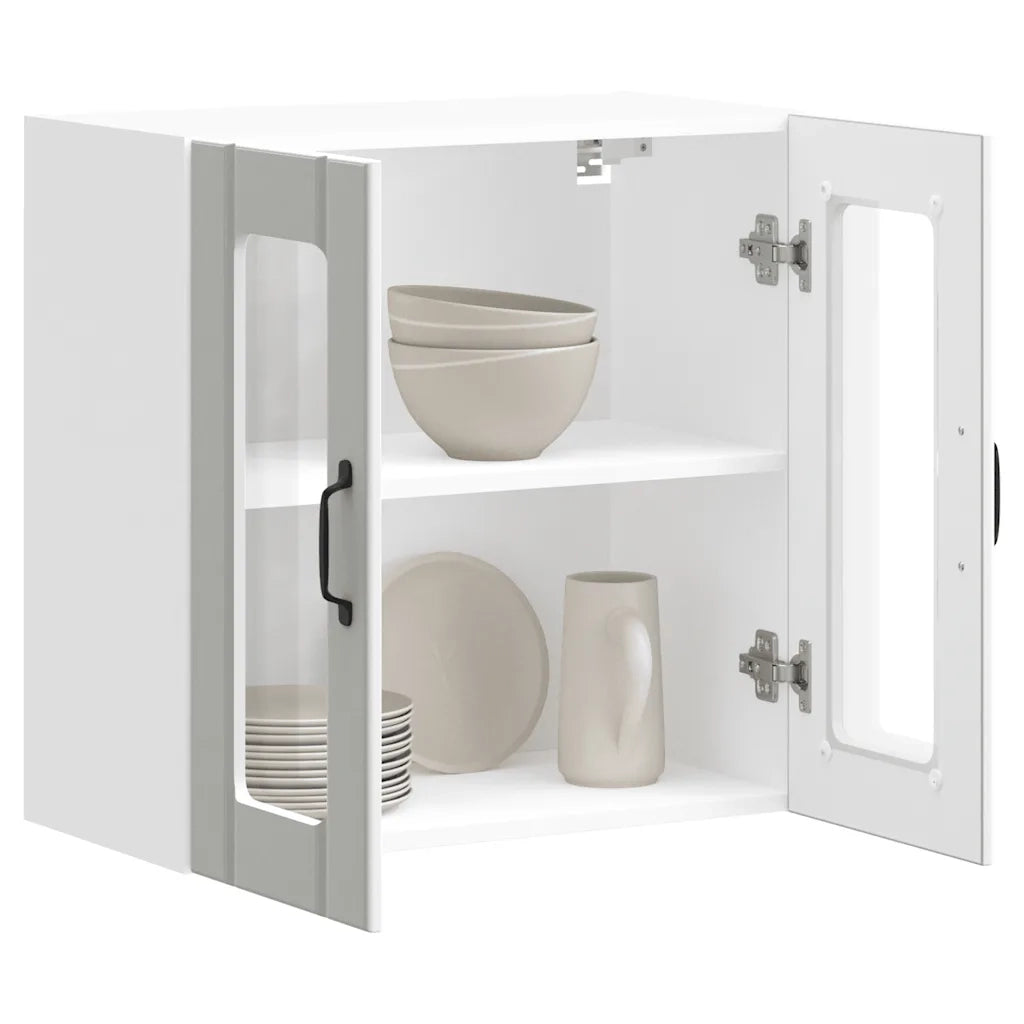 Pensile da Cucina con Porta in Vetro Lucca Bianco Truciolato 853907