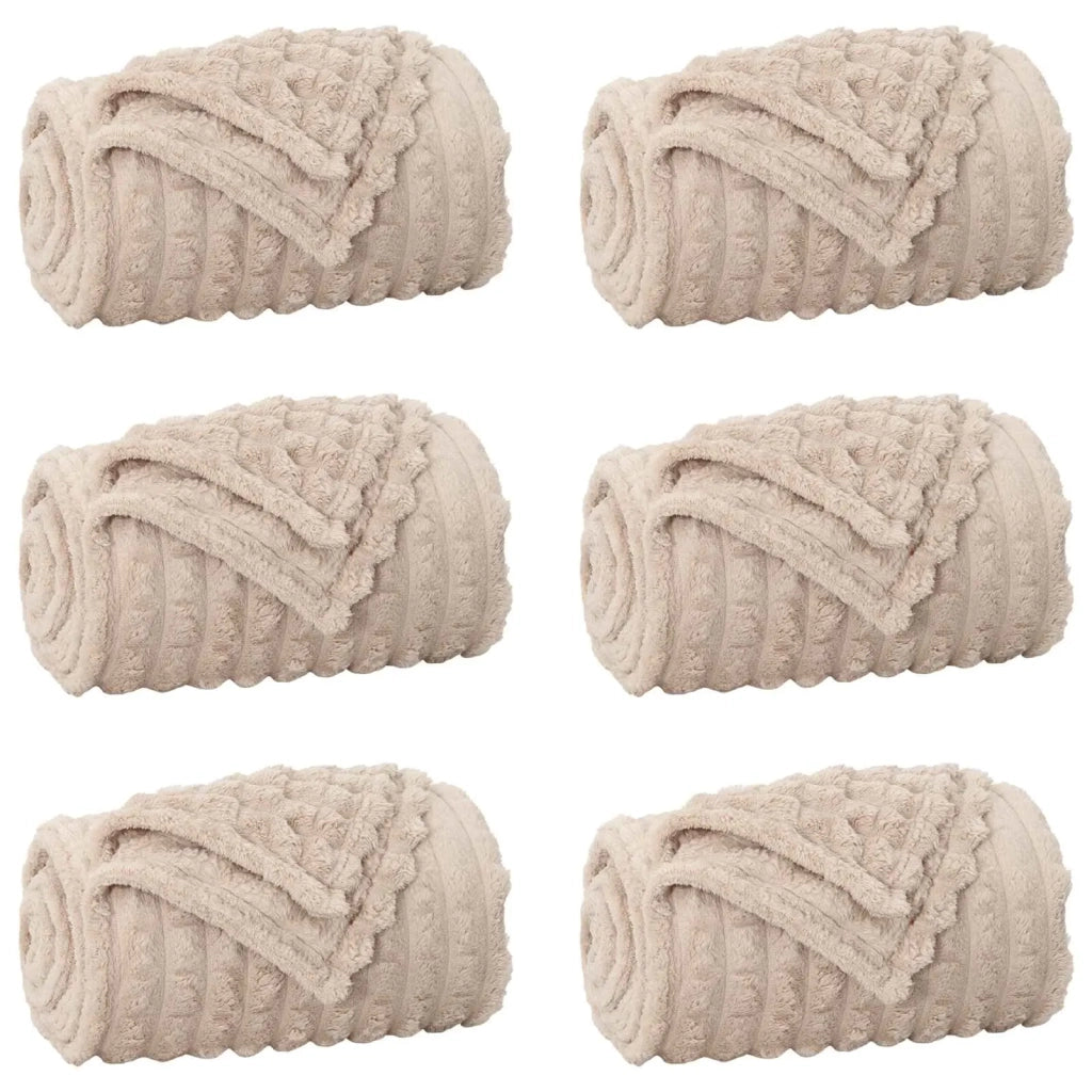 Coperte da Pile 6 pcs Beige 150 x 130 cm Panno