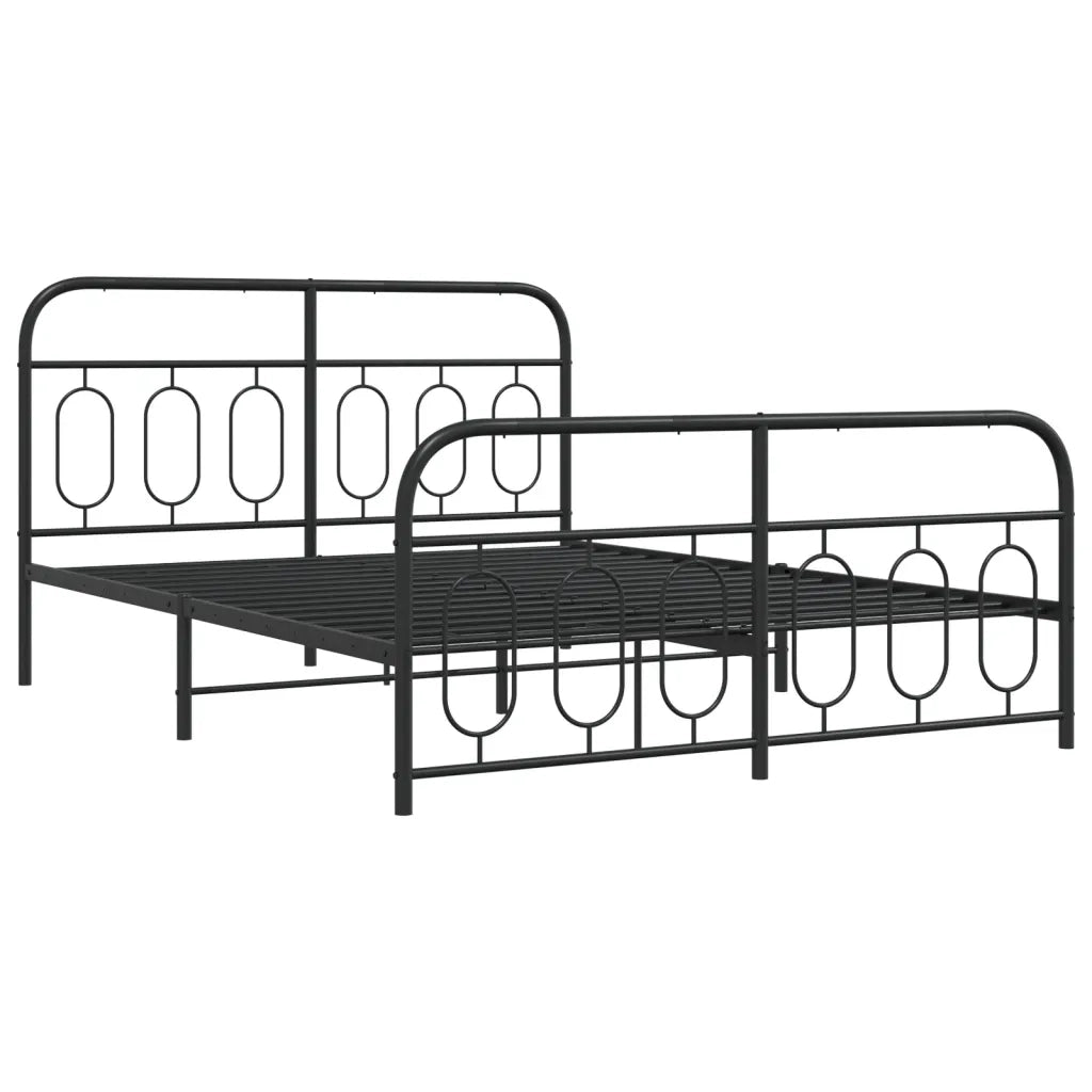 Giroletto con Testiera e Pediera-Struttura Letto Metallo Nero 135x190 cm 546156