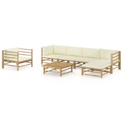 Set Divani da Giardino 7 pz con Cuscini Bianco Crema in BambÃ¹ cod mxl 39994
