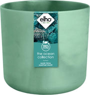 Collezione Ocean Round 14 - Vaso di Fiori per Interno - Realizzato con Rifiuti Marini - Ø 13.8 x H 12.5 cm - Verde Pacifico