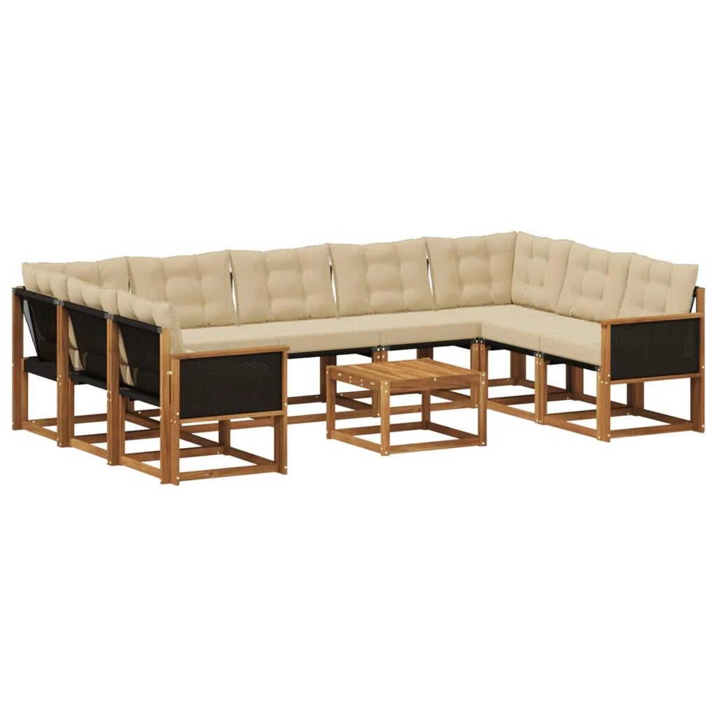 Set di divani da esterno 10 pz Naturale e Beige 3382217