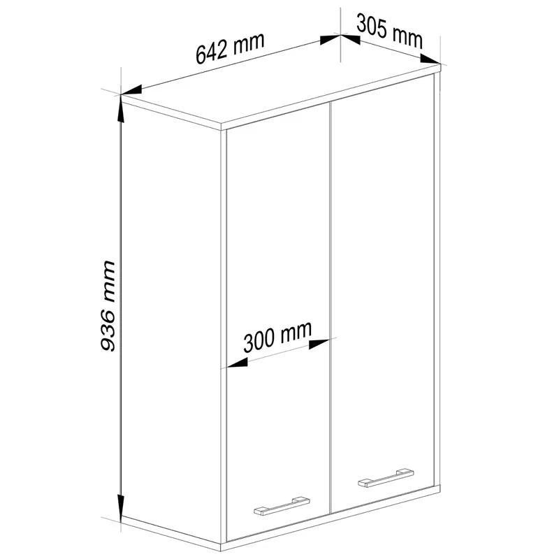 Mobile bagno sospeso AKORD FIN W64 H934 Grigio Grafite 2 ante 64x94x30 cm