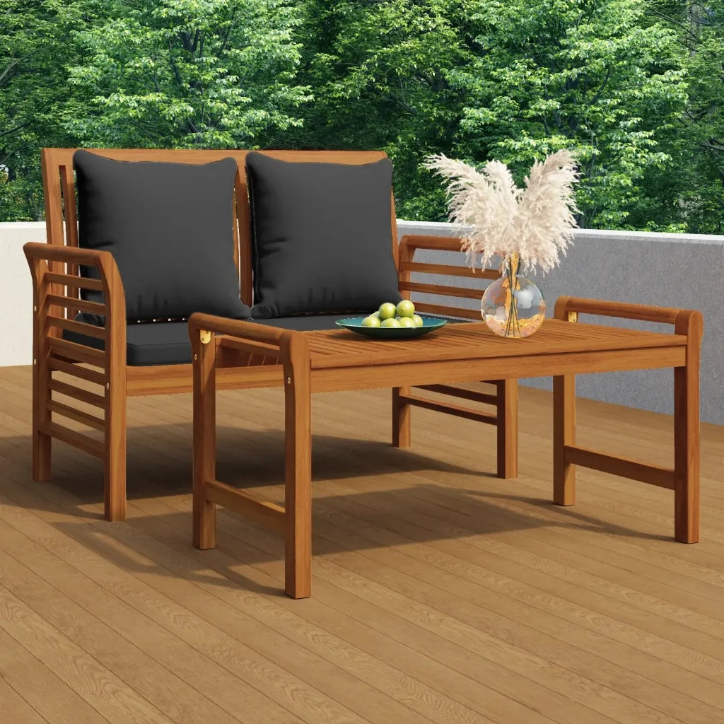 Set Divani Giardino 2pz | Set Salotto da Giardino con Cuscini Grigio Scuro Legno Massello