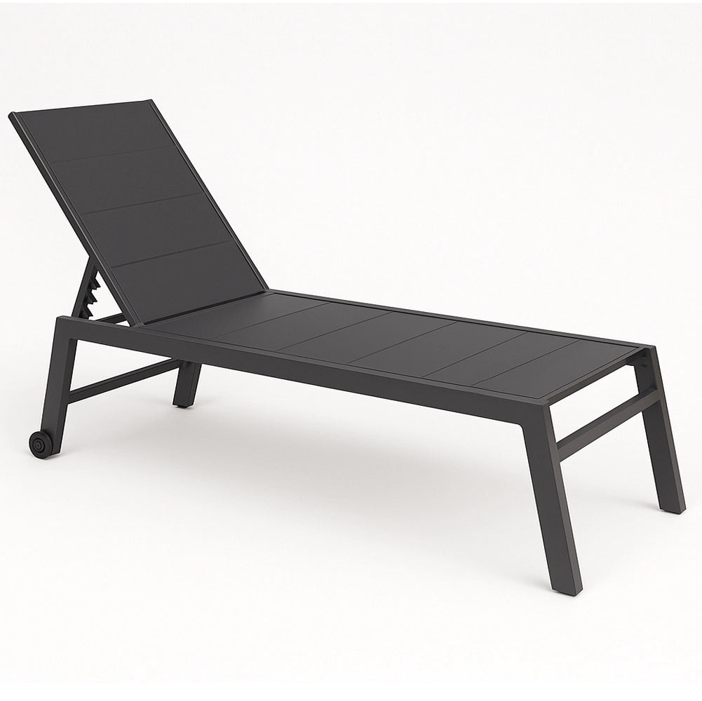Lettino Prendisole Lounge con Ruote Sdraio da Giardino Antracite Resistente UV