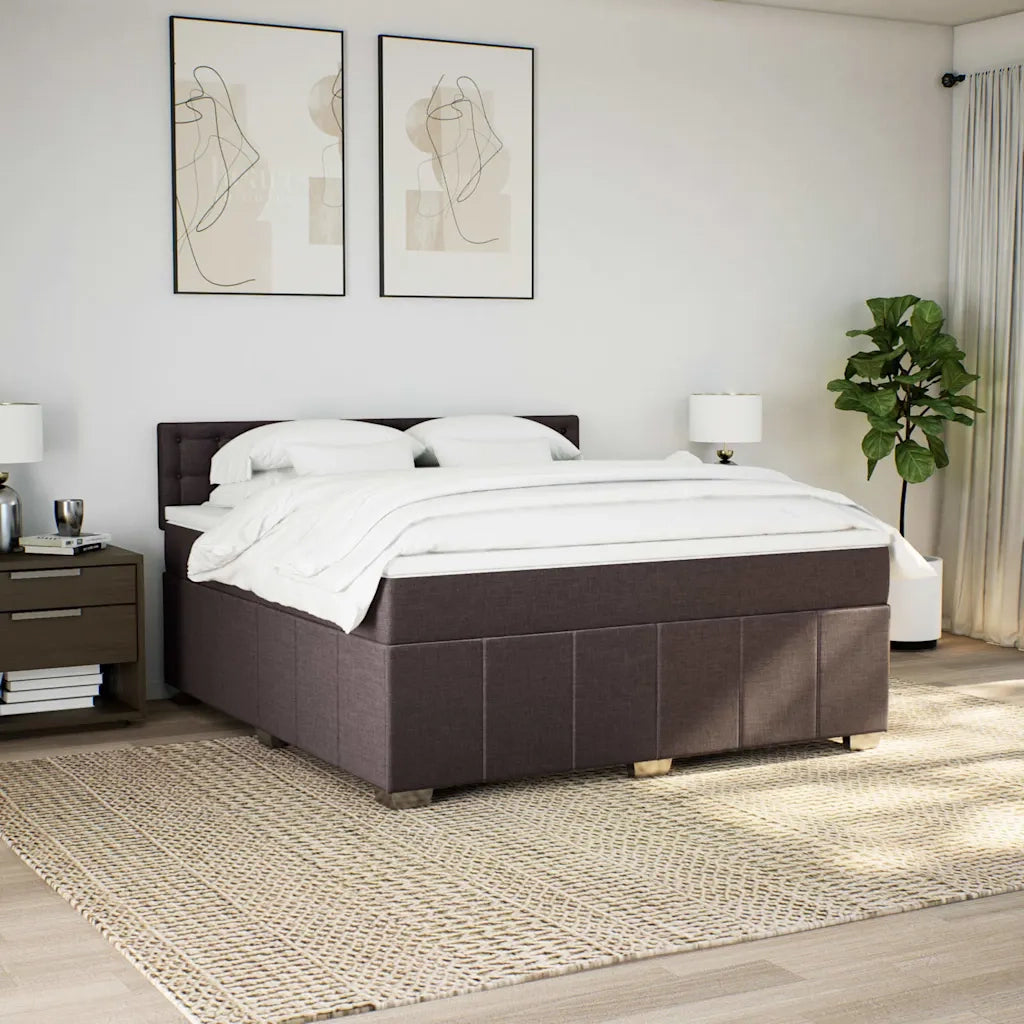 Giroletto a Molle con Materasso Marrone Scuro 180x200cm Tessuto 3287164