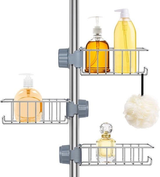 Organizzatore per la doccia in acciaio inossidabile - Douchecaddy senza perforazione - Doccia appeso - Supporto per la doccia - Organizzatore per la cabina doccia - Adatto per Steigerrail 18-25mm