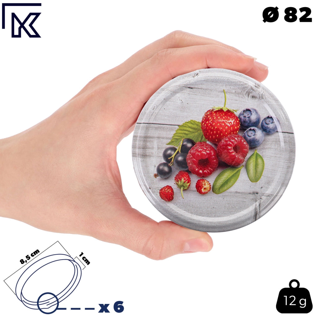 KADAX Denia barattoli per conserve 250ml 10 pezzi 82mm + coperchio "Mirtilli"