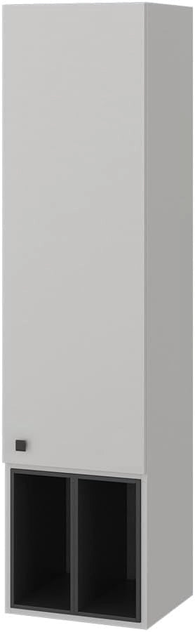 Armadio per il bagno Gerta, Grigio, 37.5 x 150 cm con anta e vani a giorno, da montare sotto il lavandino per spazio aggiuntivo di archiviazione