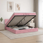 Letto ottomano con materasso Rosa 200 x 200 cm Velluto 3456584