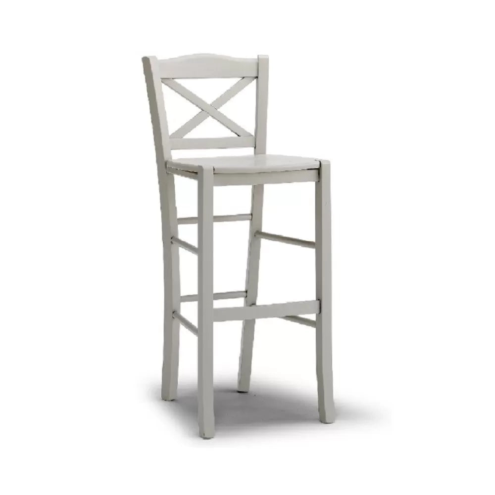 Sgabello in legno shabby laccato bianco seduta legno