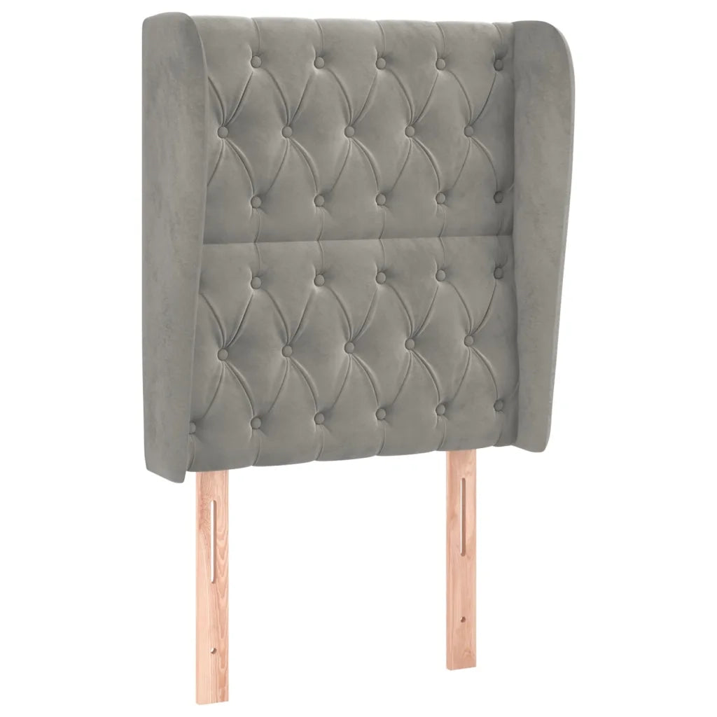 Testiera ad Orecchio-Testata con Orecchie Grigio Chiaro 83x23x118/128 cm in Velluto 974992