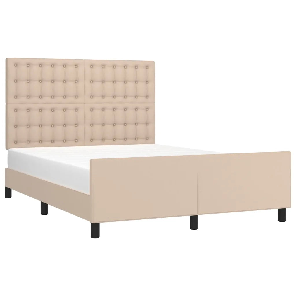 Giroletto con Testiera-Struttura Letto con testiera Cappuccino 140x190 cm in Similpelle