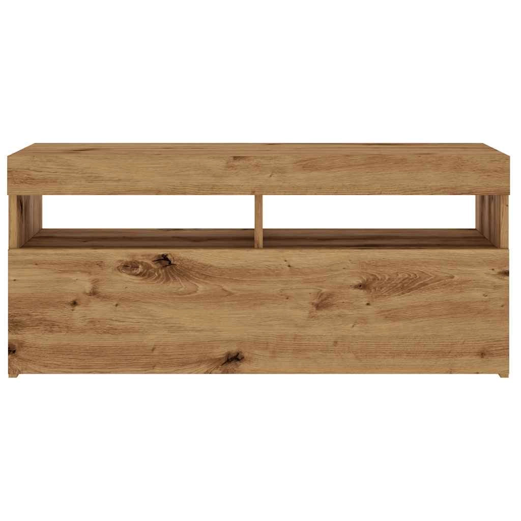 Mobile TV multimediale mensola TV credenza mobile TV sala da pranzo soggiorno camera da letto con luci LED rovere lavorato a mano legno marrone ingegnerizzato 02_0026707