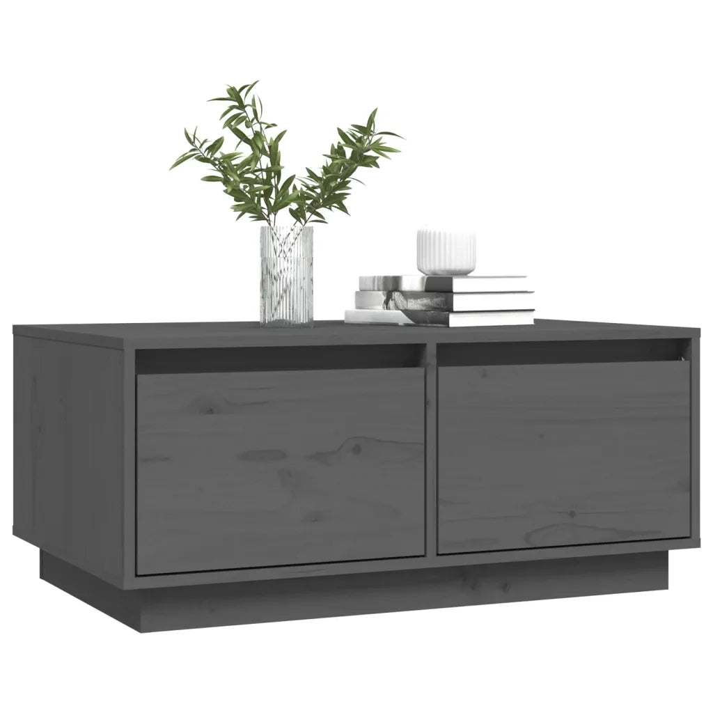 Tavolino da Salotto Grigio 80x50x35 cm Legno Massello di Pino 814441